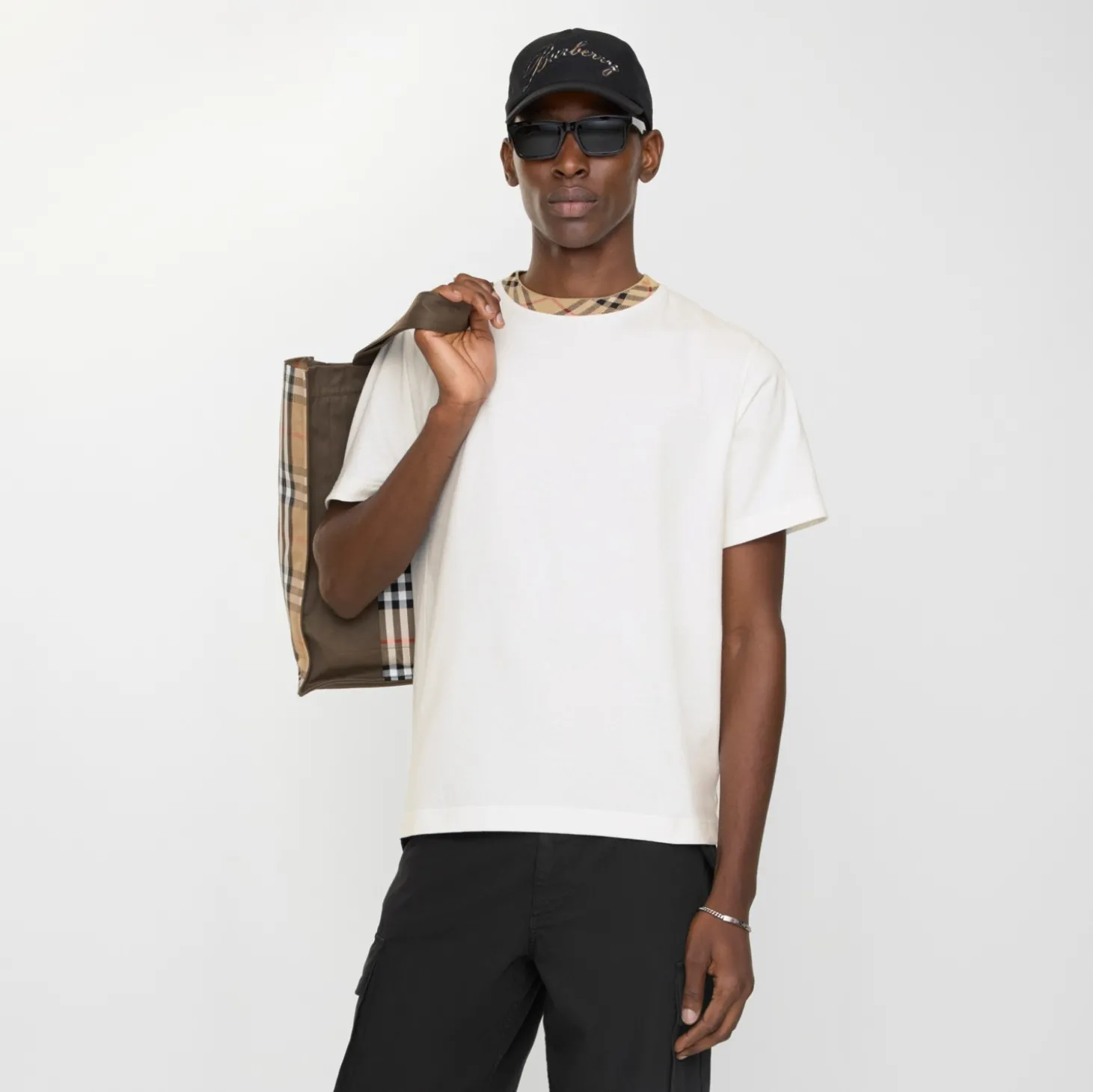 Check Trim Cotton T-shirt