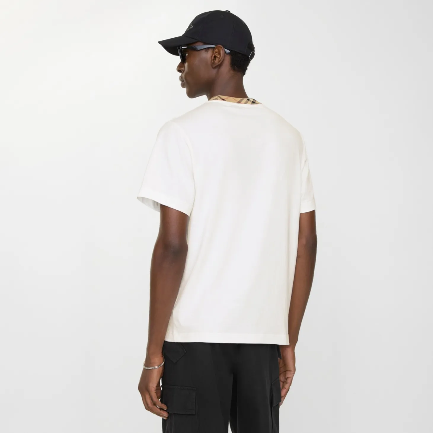 Check Trim Cotton T-shirt