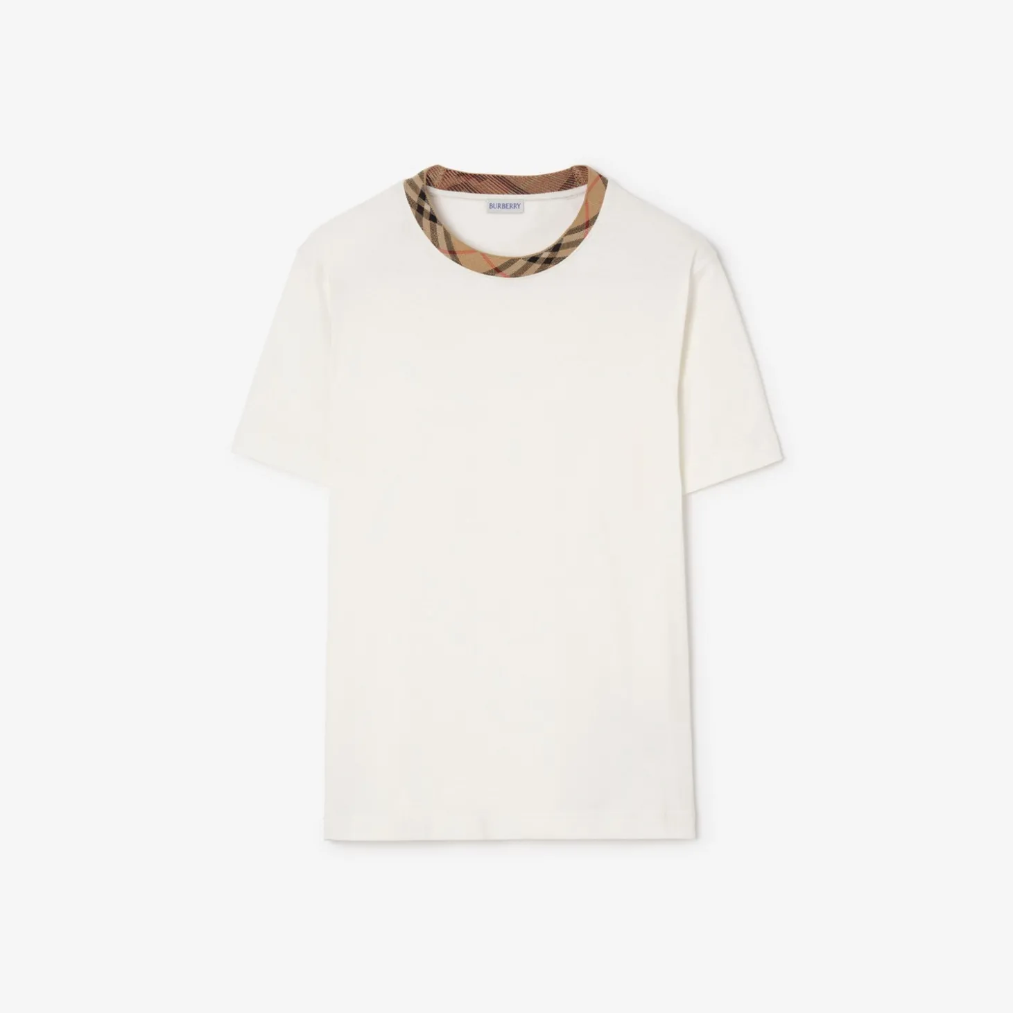 Check Trim Cotton T-shirt