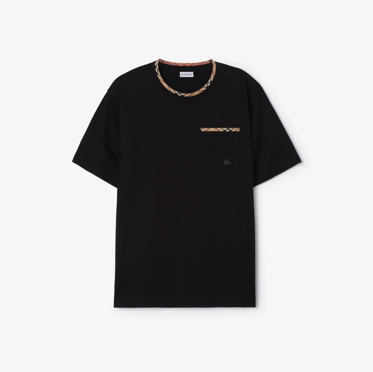 Check Trim Cotton T-shirt