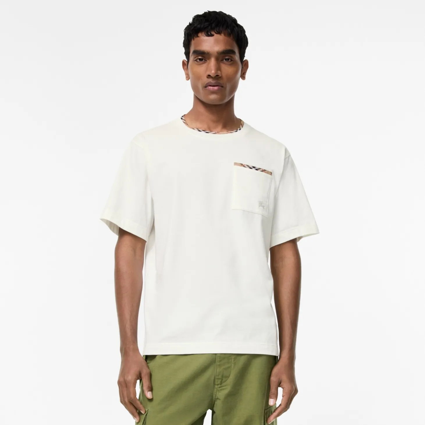 Check Trim Cotton T-shirt