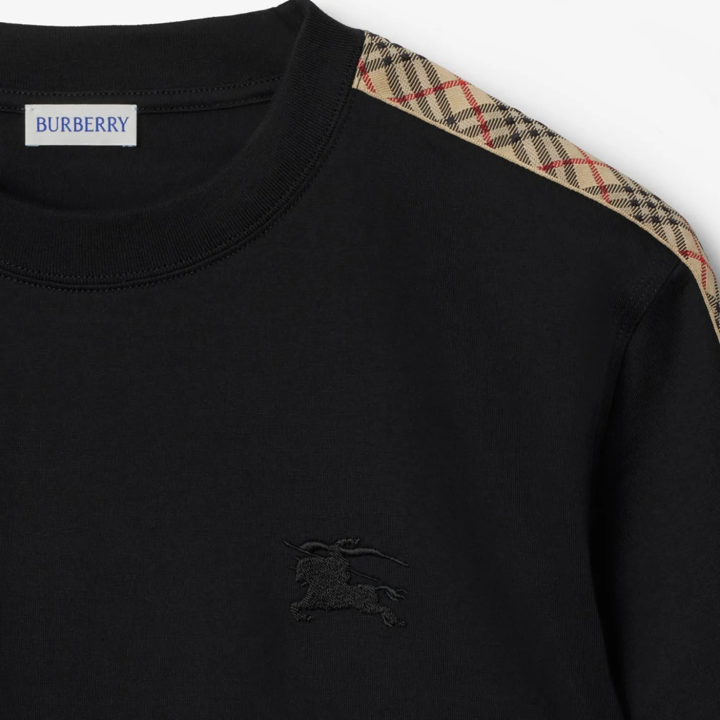 Check Trim Cotton T-shirt