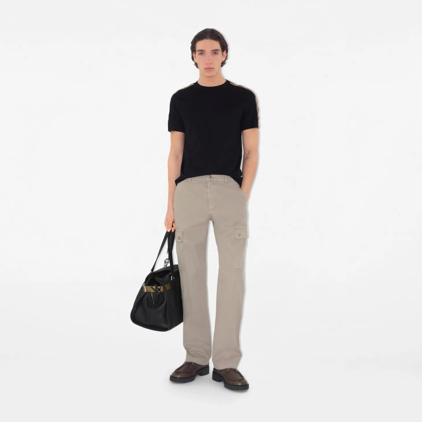 Check Trim Cotton T-shirt