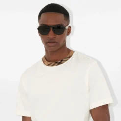 Check Trim Cotton T-shirt