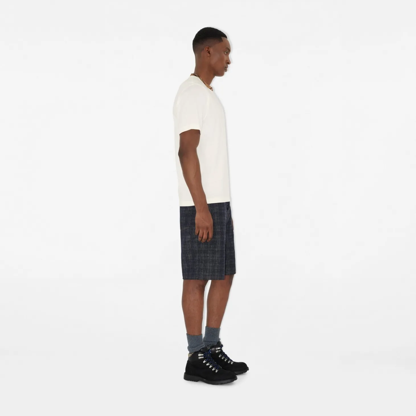 Check Trim Cotton T-shirt