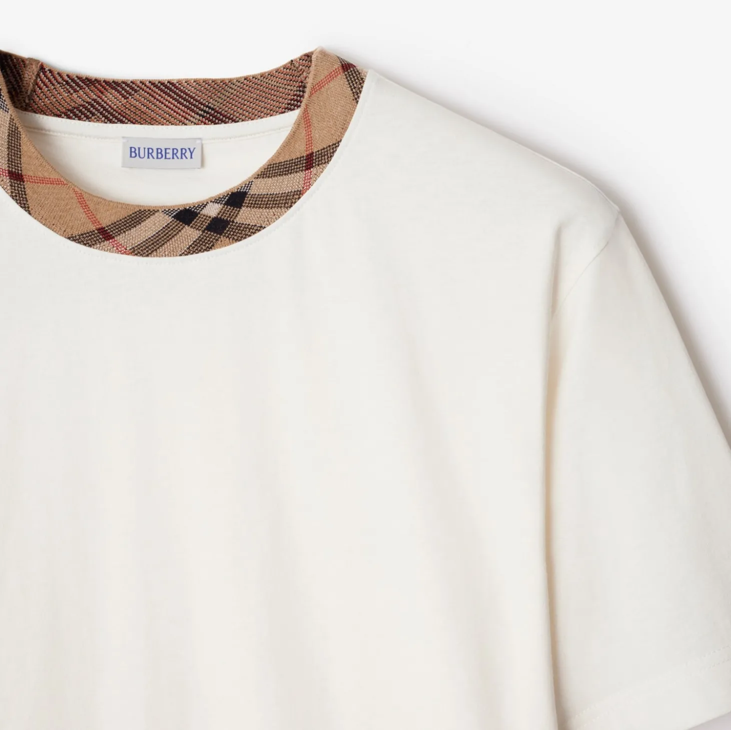 Check Trim Cotton T-shirt