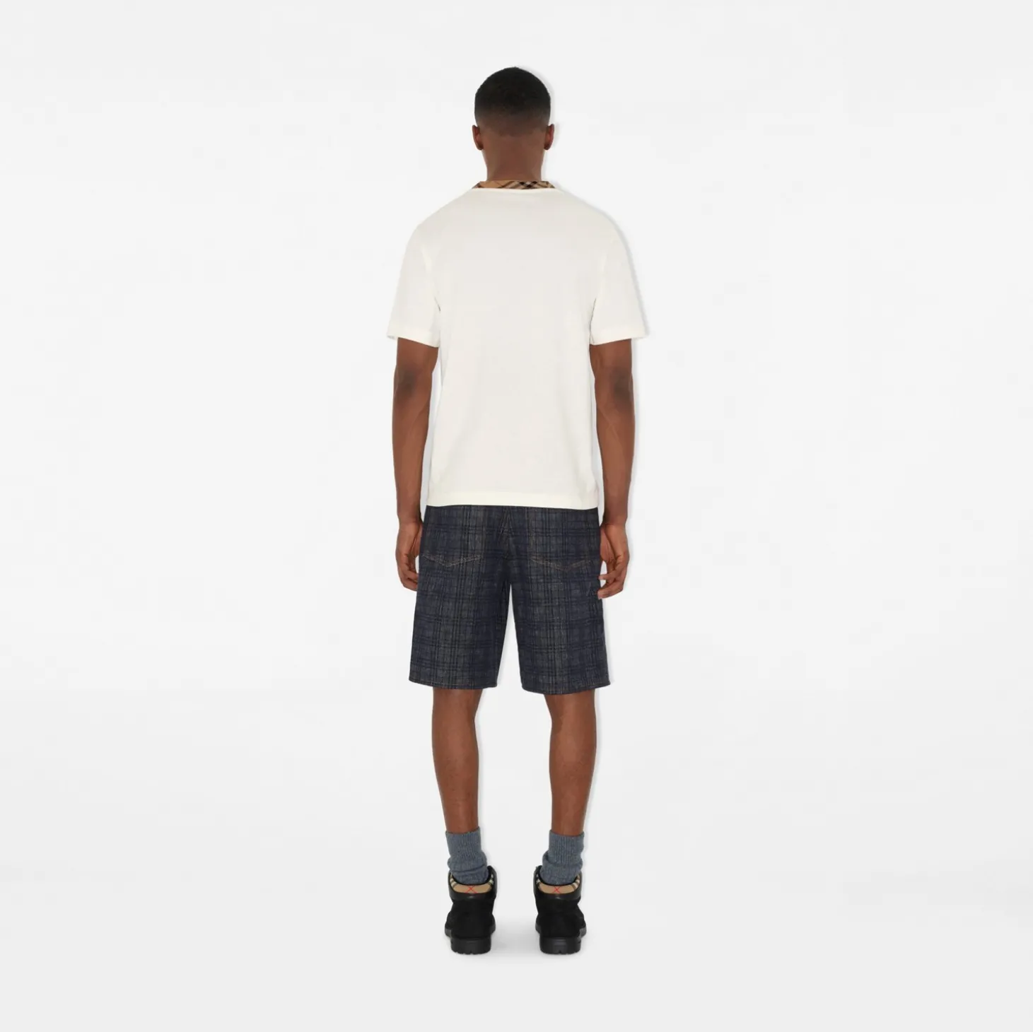 Check Trim Cotton T-shirt