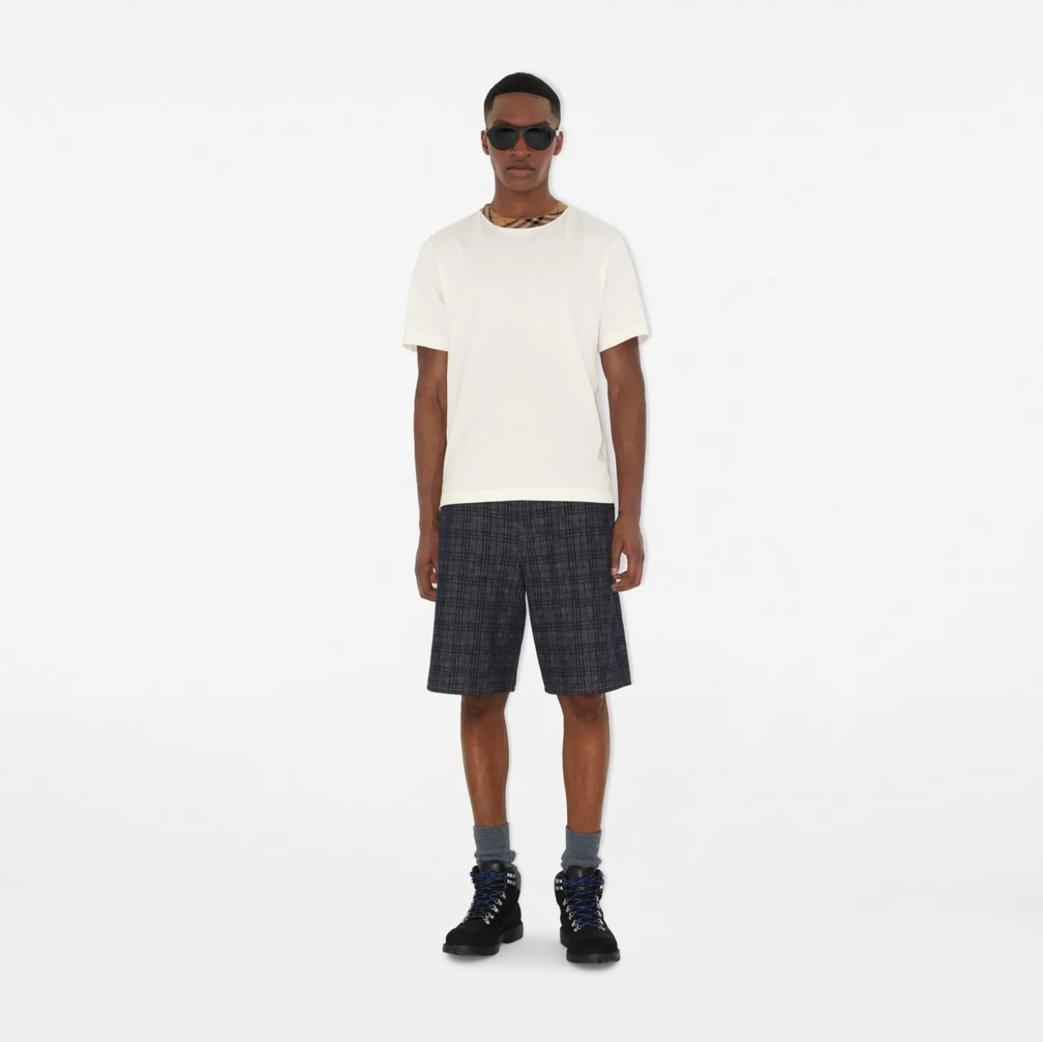 Check Trim Cotton T-shirt