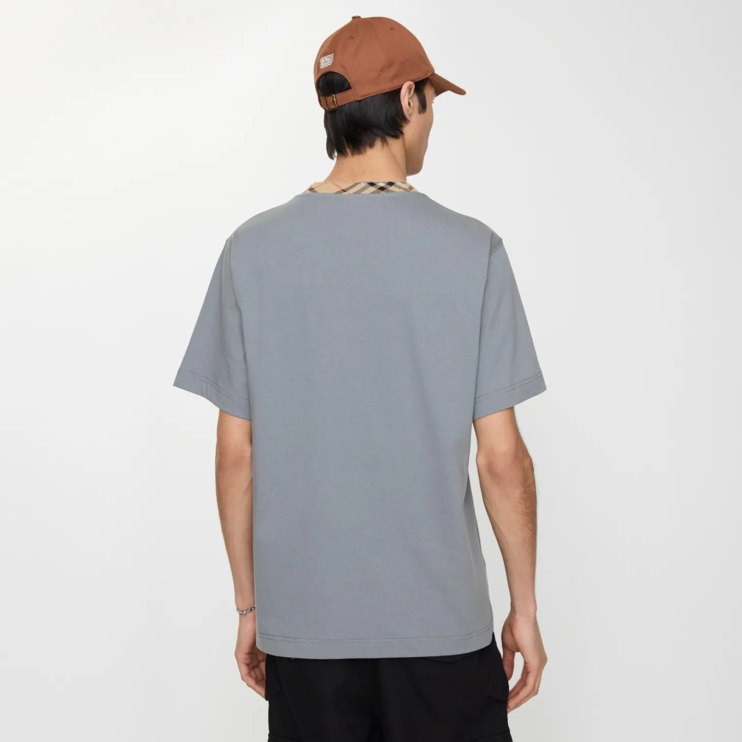 Check Trim Cotton T-shirt