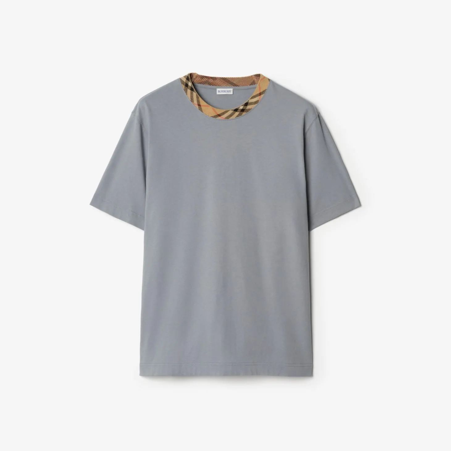 Check Trim Cotton T-shirt