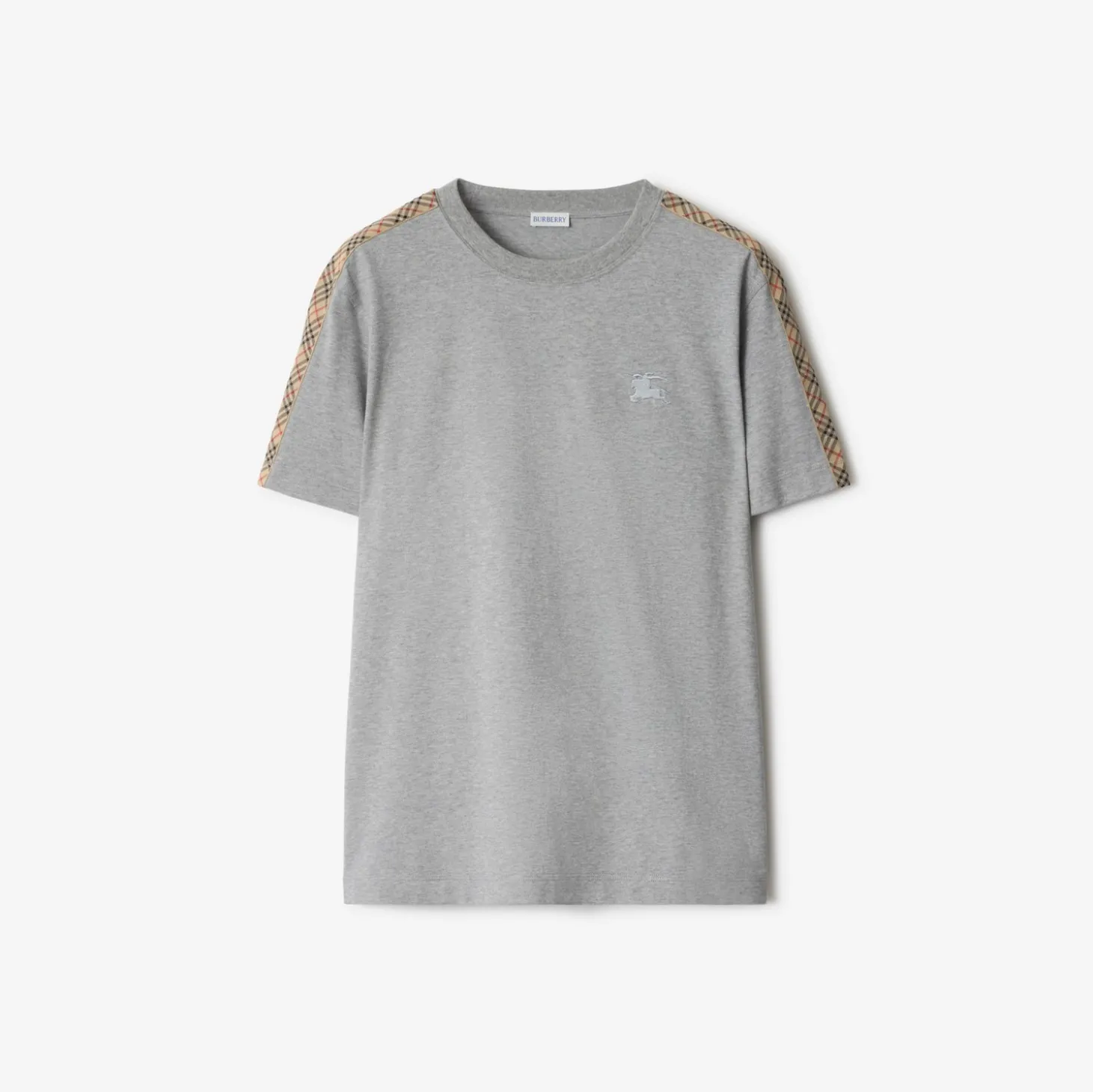 Check Trim Cotton T-shirt