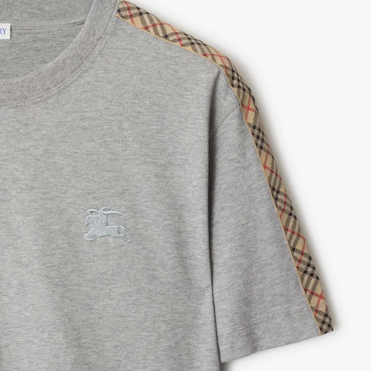 Check Trim Cotton T-shirt