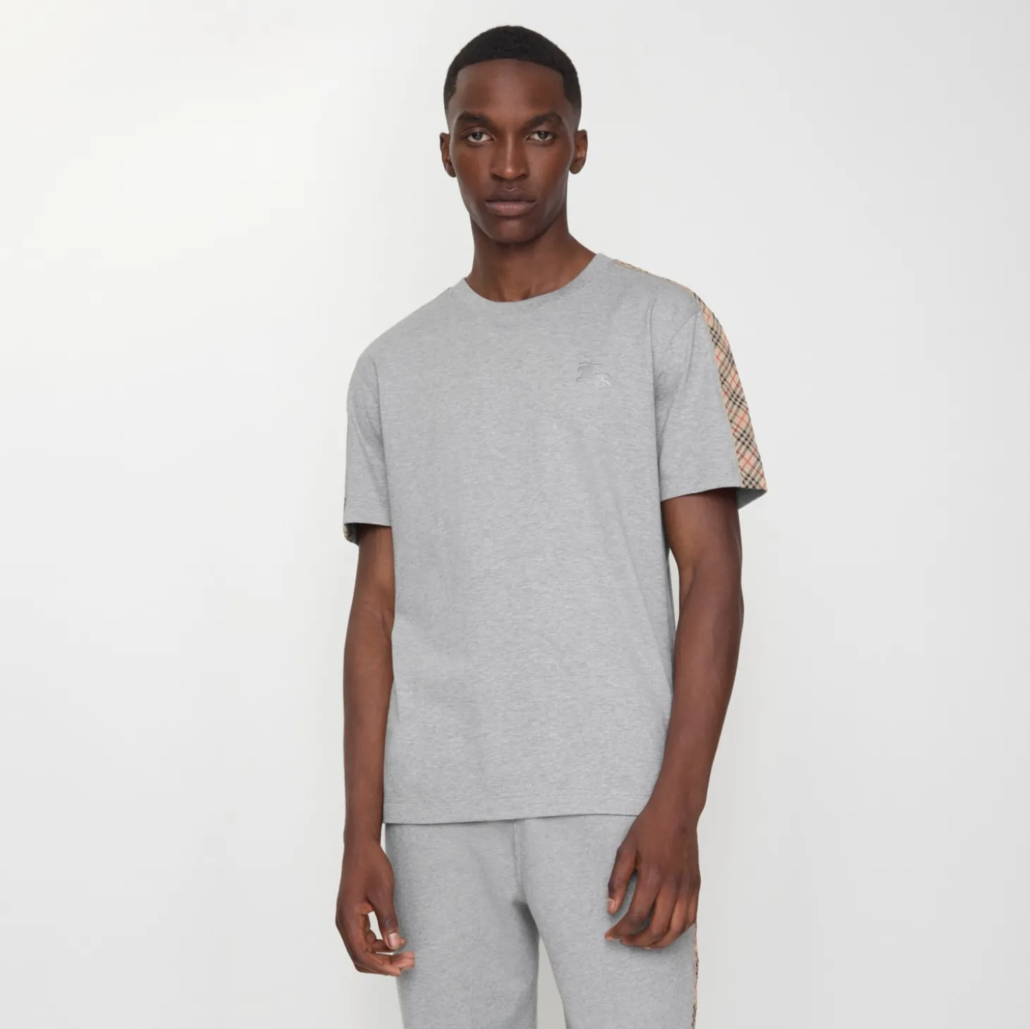 Check Trim Cotton T-shirt