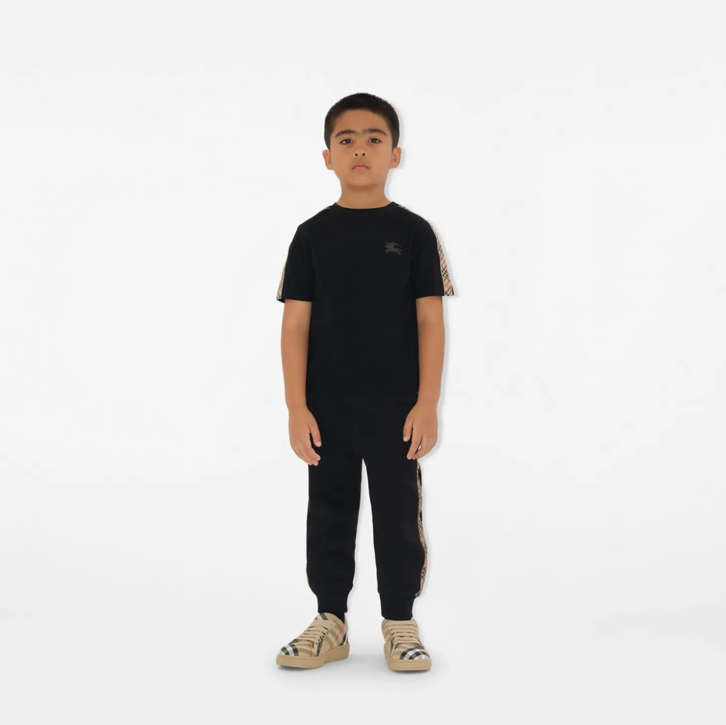 Check Trim Cotton T-shirt