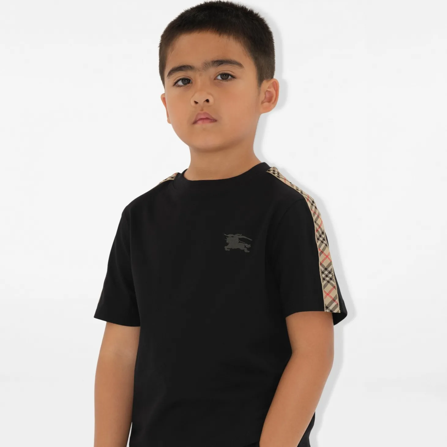 Check Trim Cotton T-shirt
