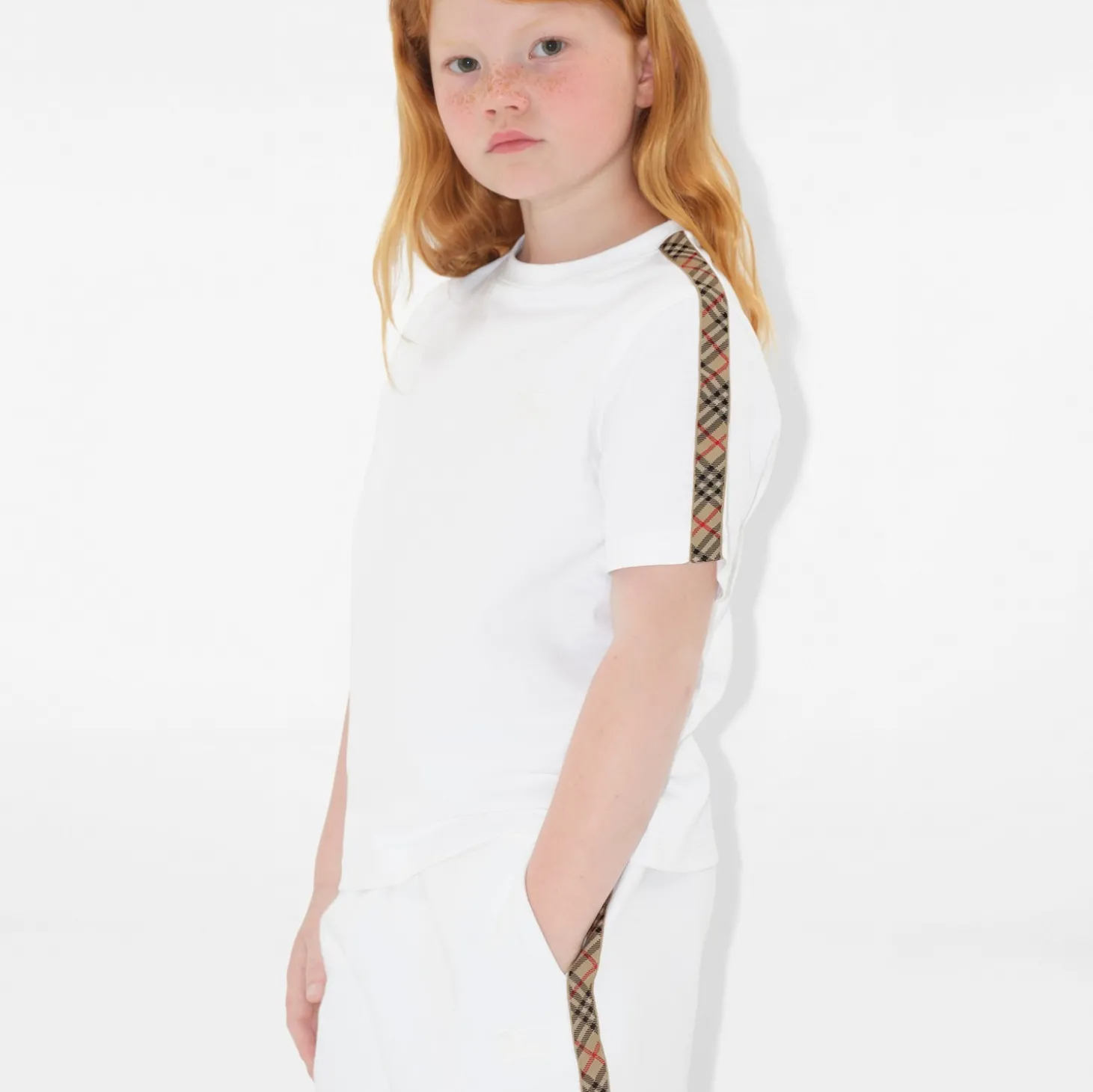 Check Trim Cotton T-shirt