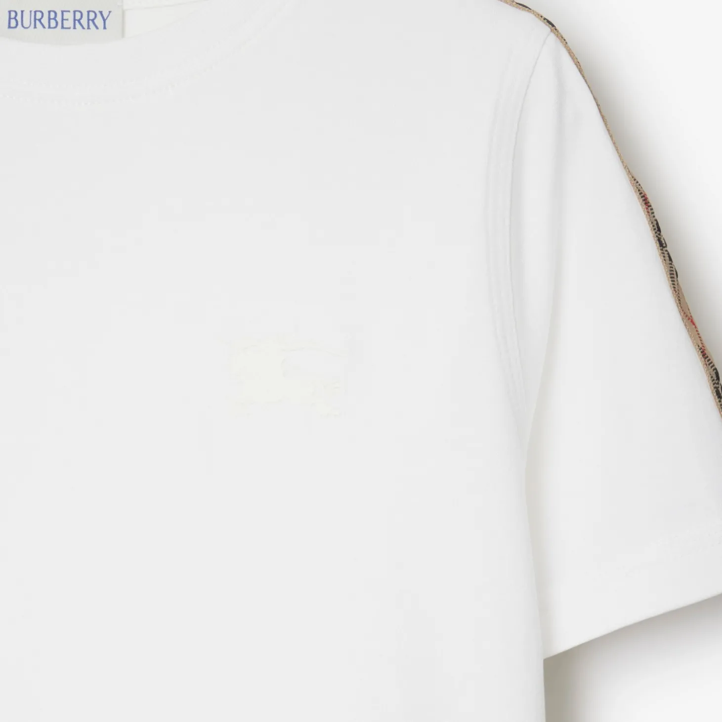 Check Trim Cotton T-shirt
