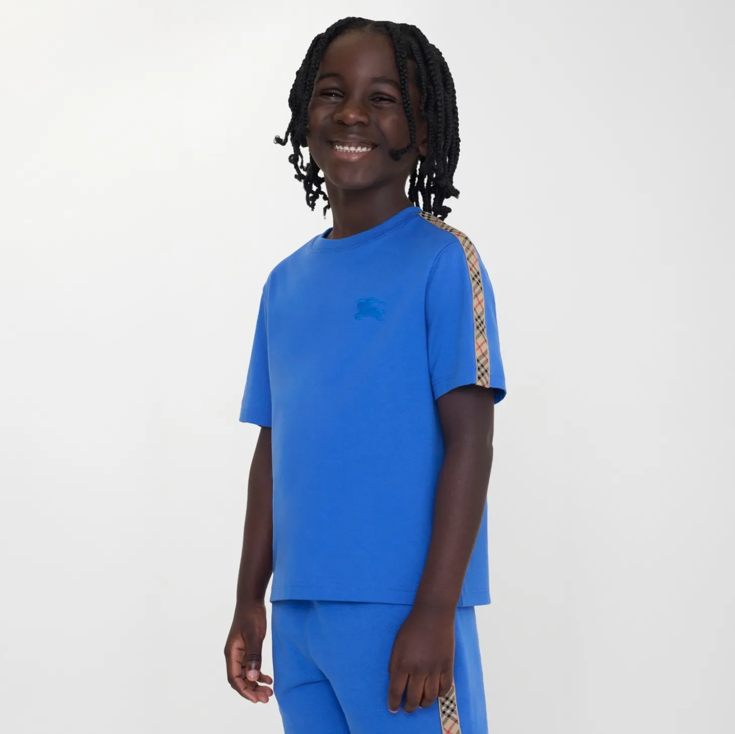 Check Trim Cotton T-shirt