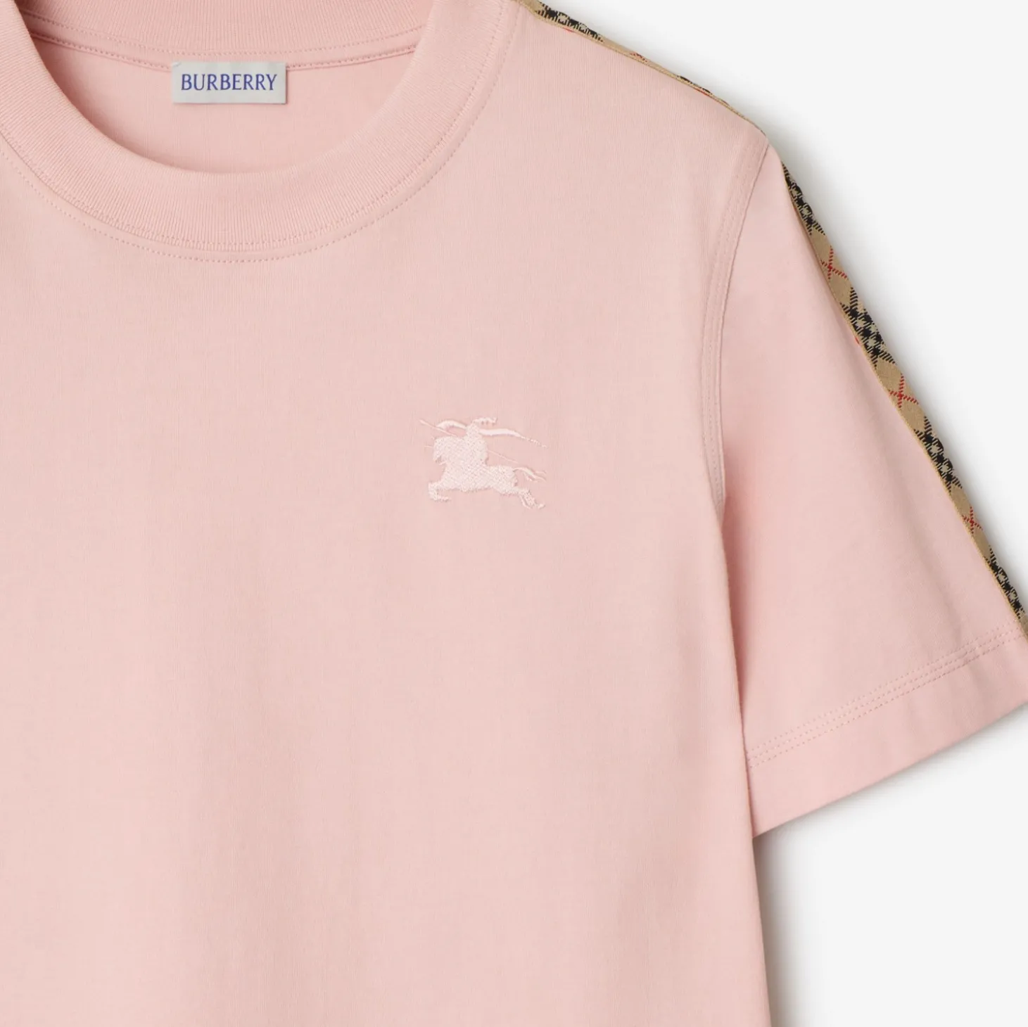 Check Trim Cotton T-shirt