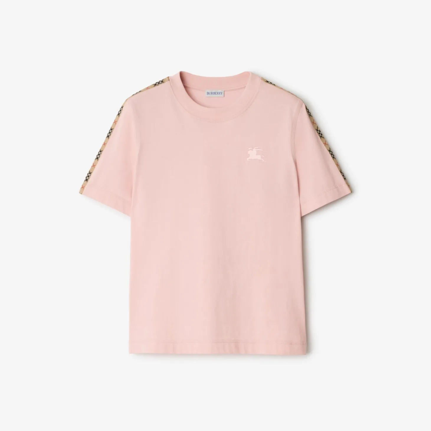 Check Trim Cotton T-shirt