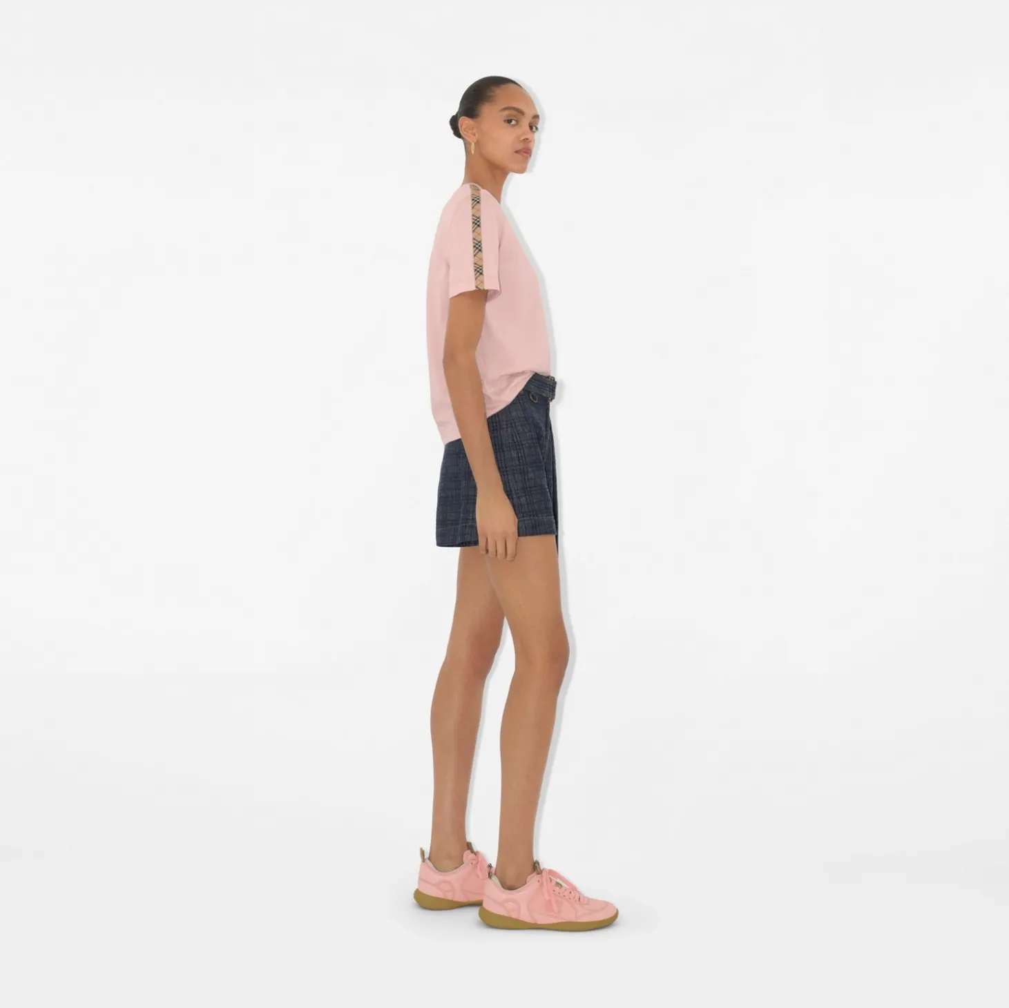 Check Trim Cotton T-shirt