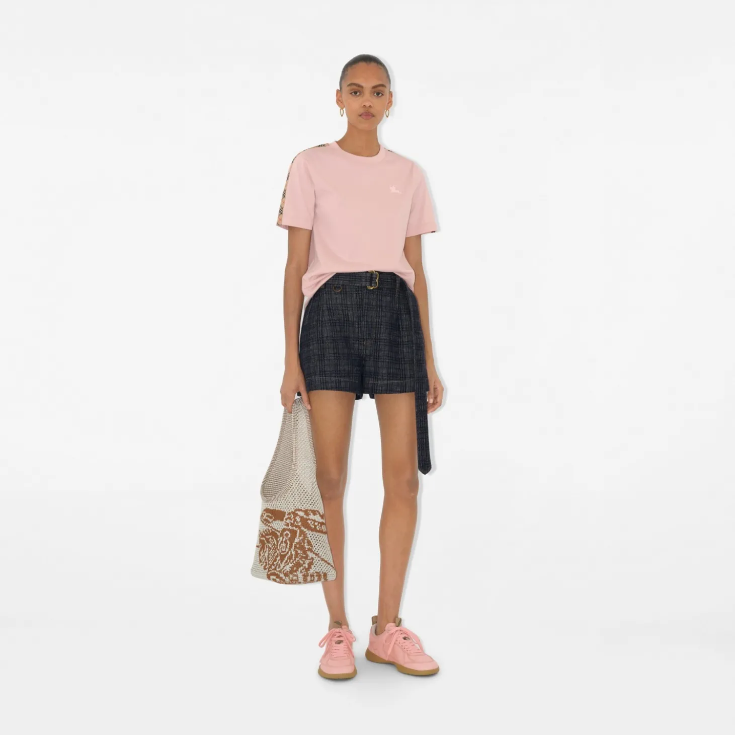 Check Trim Cotton T-shirt
