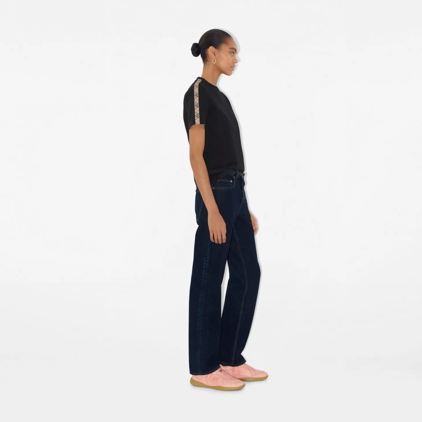 Check Trim Cotton T-shirt