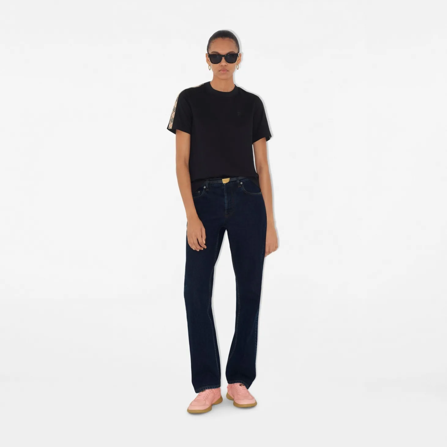 Check Trim Cotton T-shirt