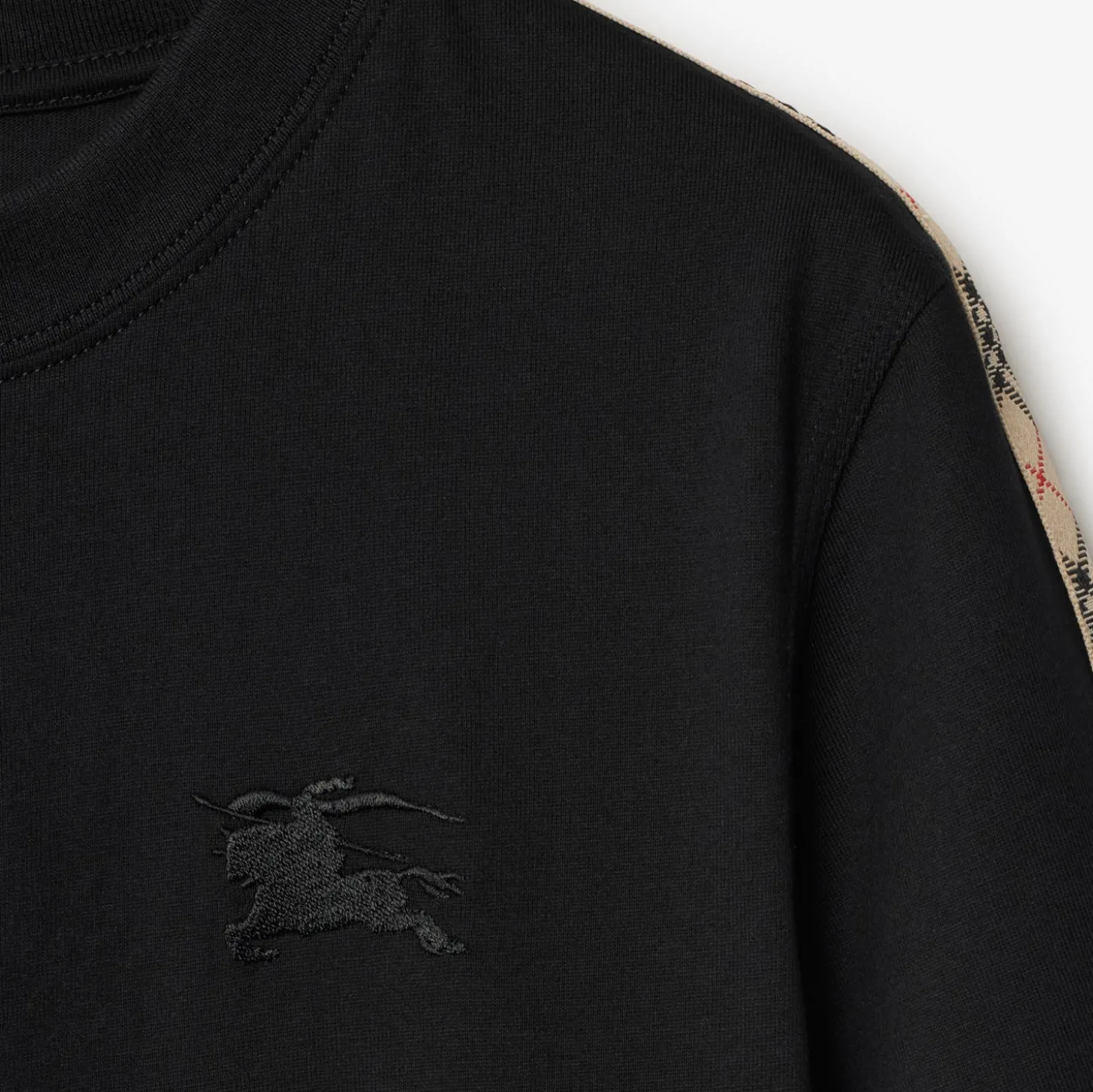 Check Trim Cotton T-shirt