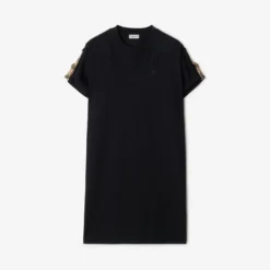 Check Trim Cotton T-shirt Dress