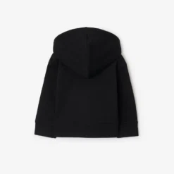 Check Trim Cotton Zip Hoodie