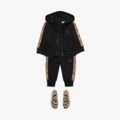 Check Trim Cotton Zip Hoodie