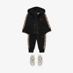 Check Trim Cotton Zip Hoodie