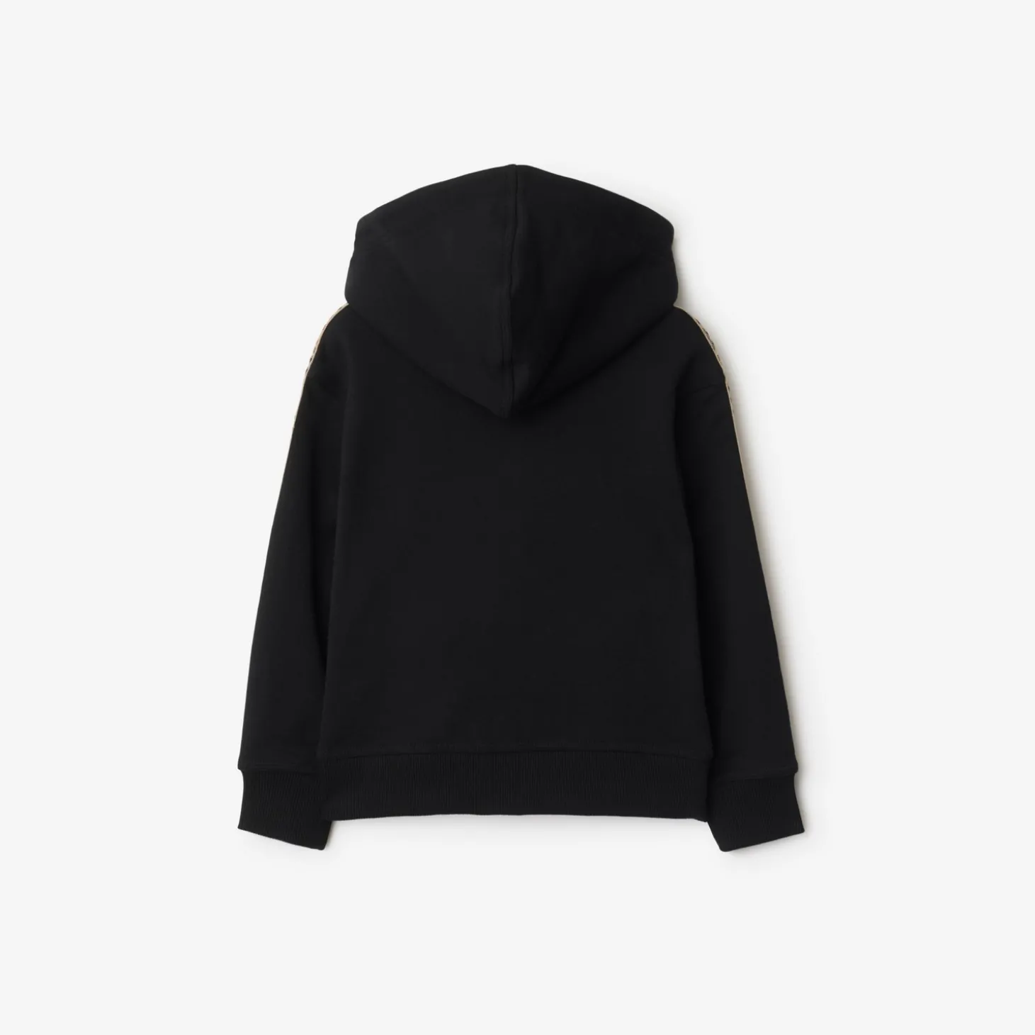 Check Trim Cotton Zip Hoodie