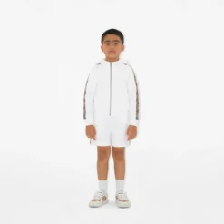 Check Trim Cotton Zip Hoodie