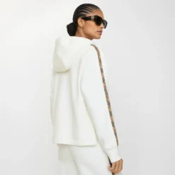 Check Trim Cotton Zip Hoodie