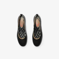 Check Trim Leather Robin Ballerinas