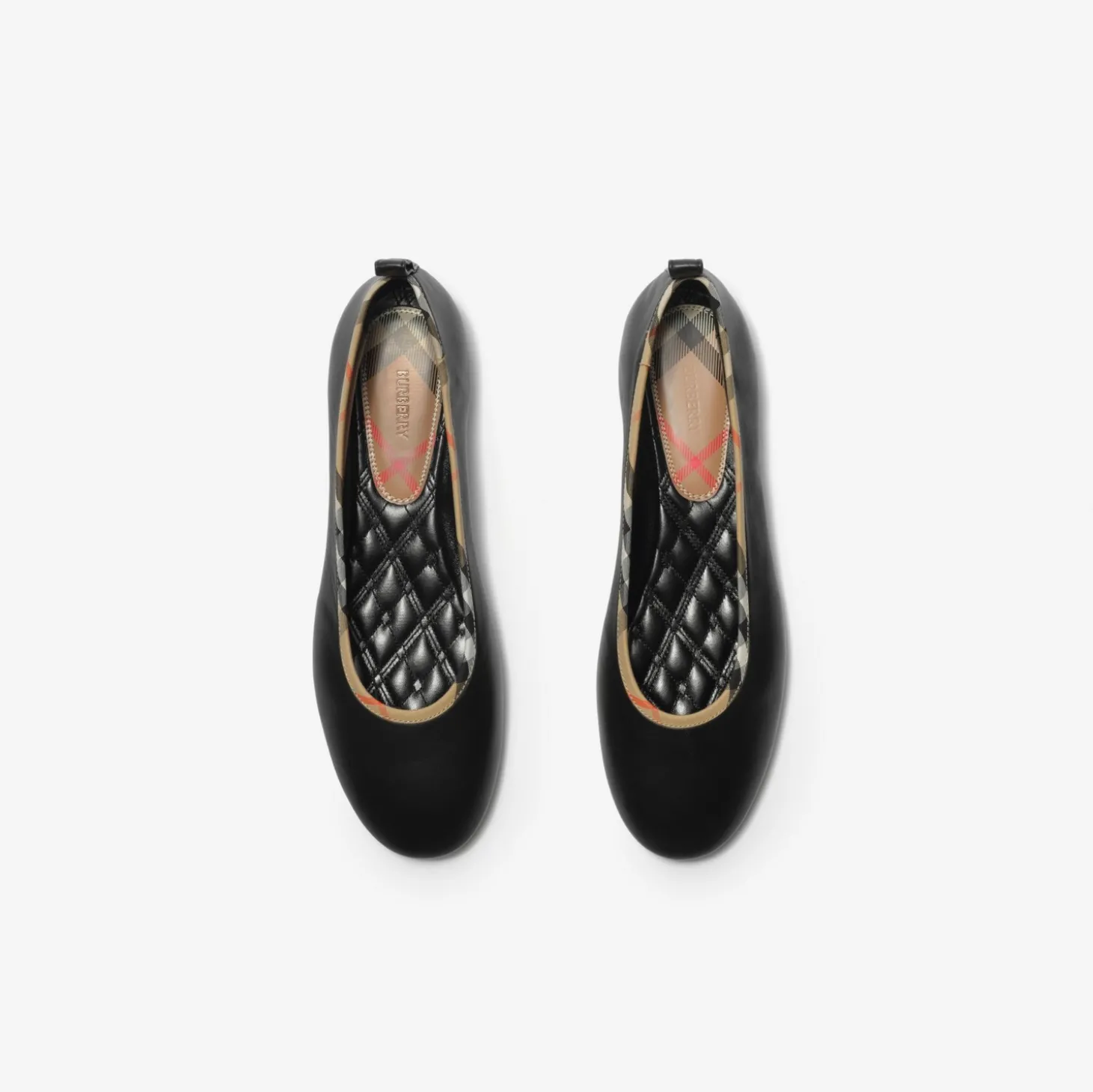 Check Trim Leather Robin Ballerinas