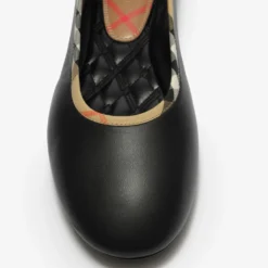 Check Trim Leather Robin Ballerinas