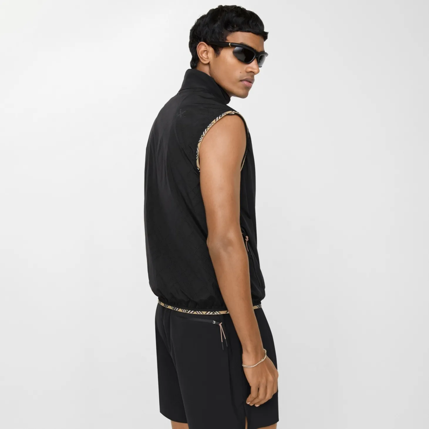 Check Trim Nylon Gilet