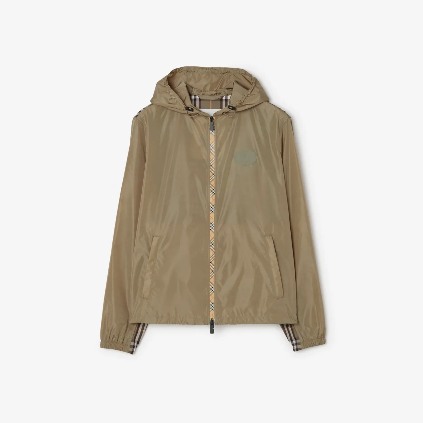 Check Trim Nylon Newport Hooded Jacket