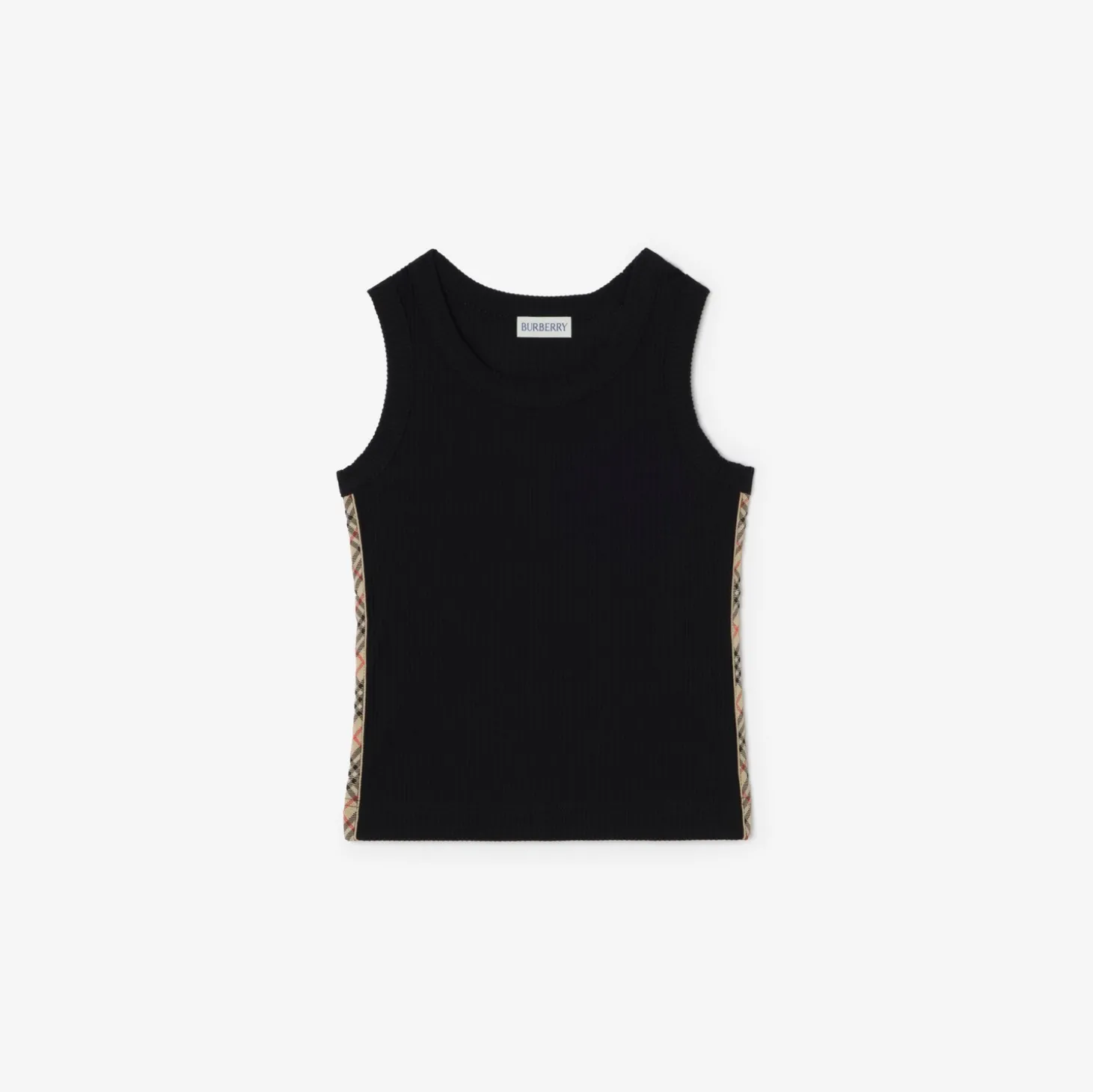 Check Trim Stretch Cotton Vest