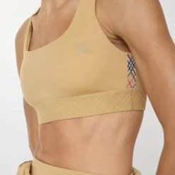Check Trim Stretch Nylon Bra Top