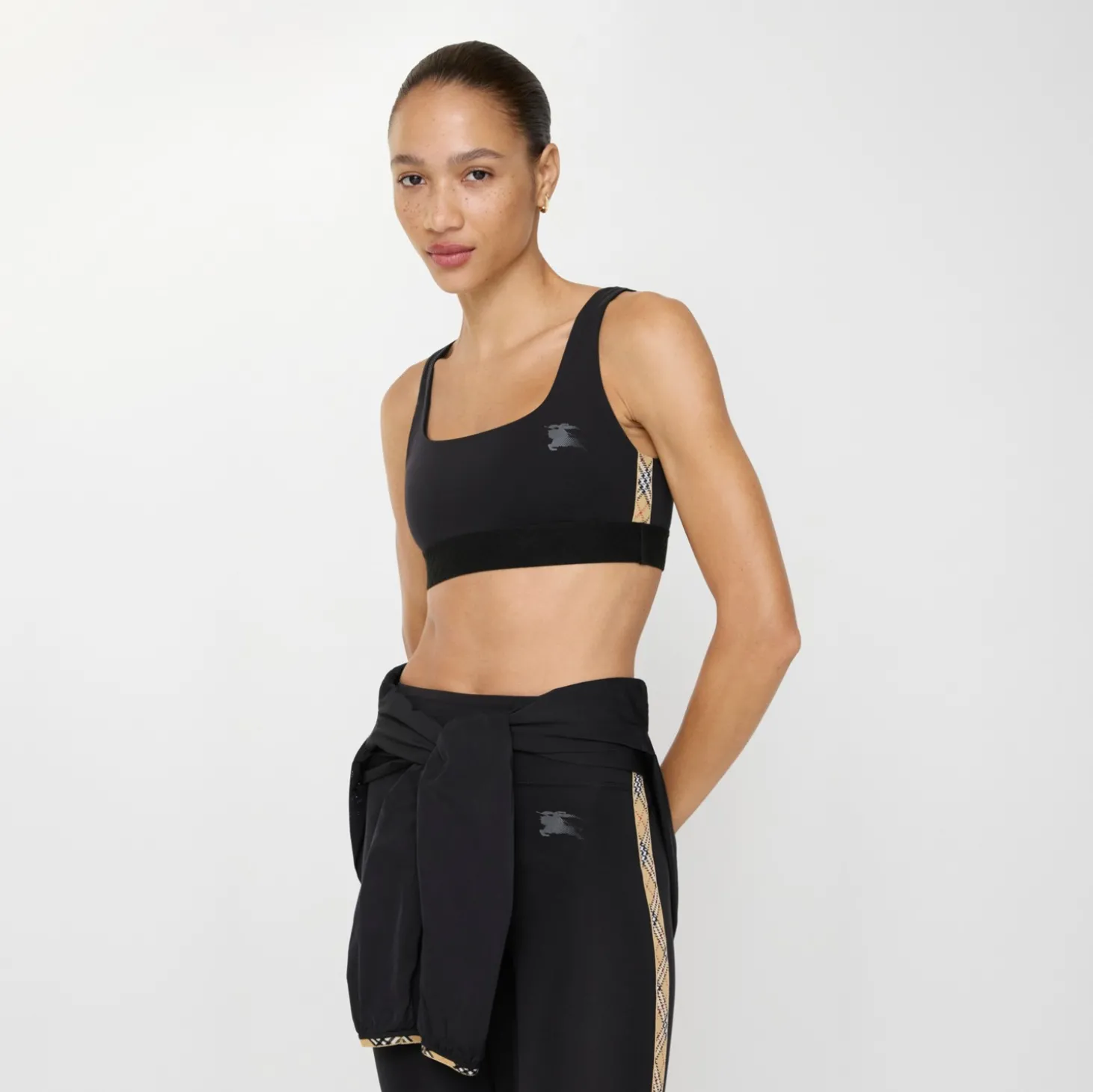 Check Trim Stretch Nylon Bra Top