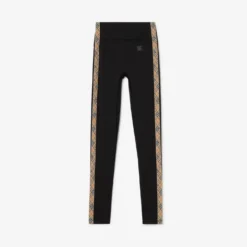 Check Trim Stretch Nylon Leggings
