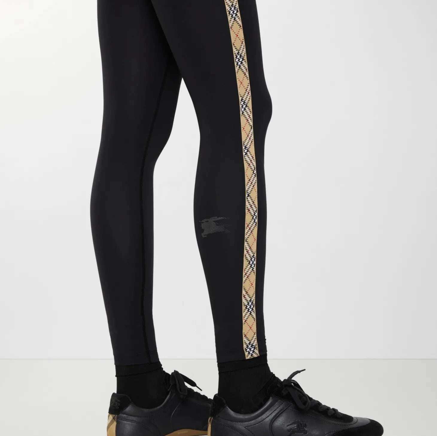 Check Trim Stretch Nylon Leggings