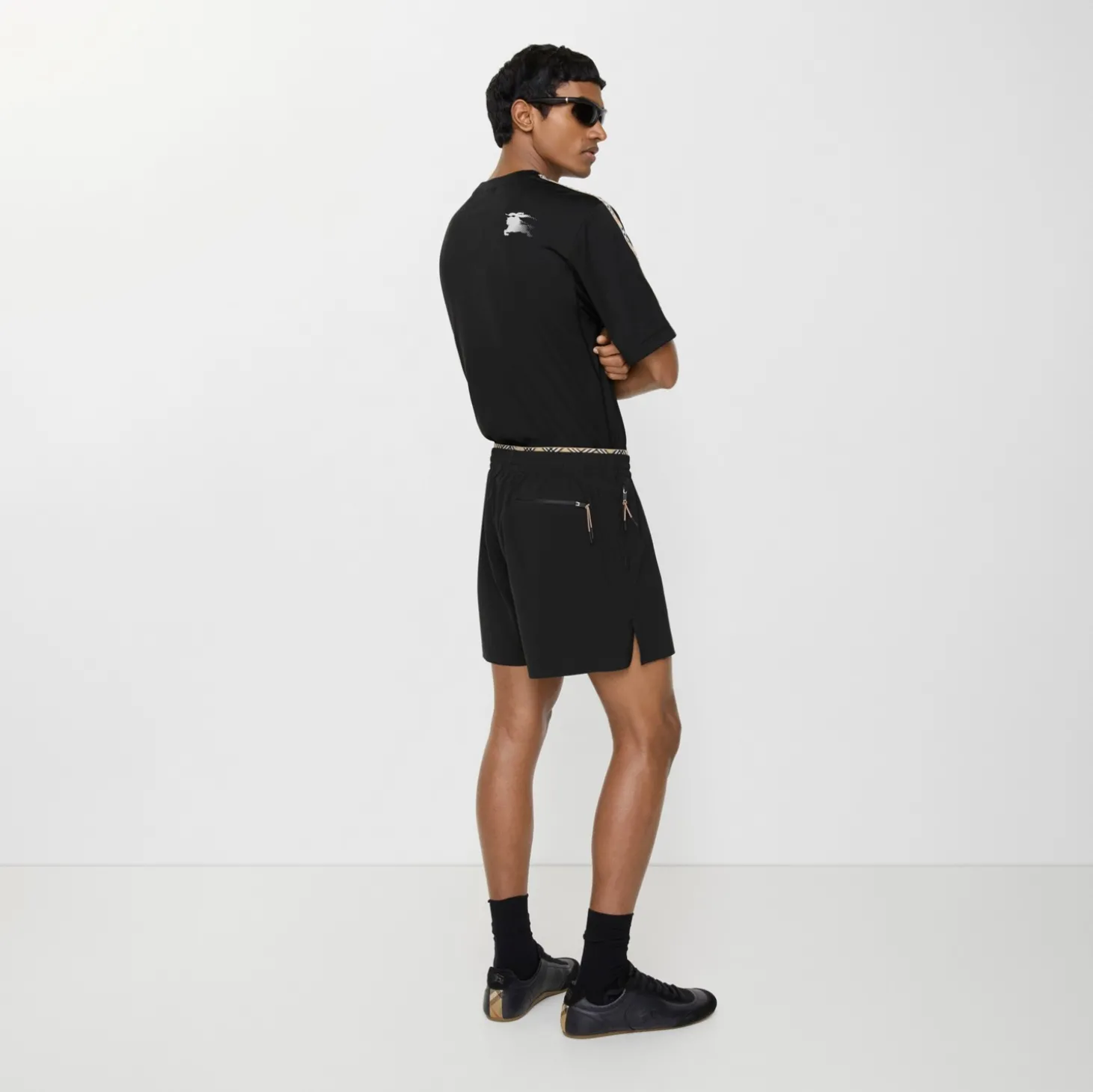Check Trim Stretch Nylon Shorts