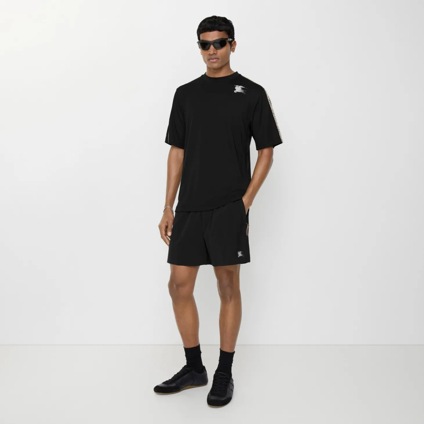 Check Trim Stretch Nylon Shorts