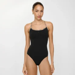 Check Trim Swimsuit