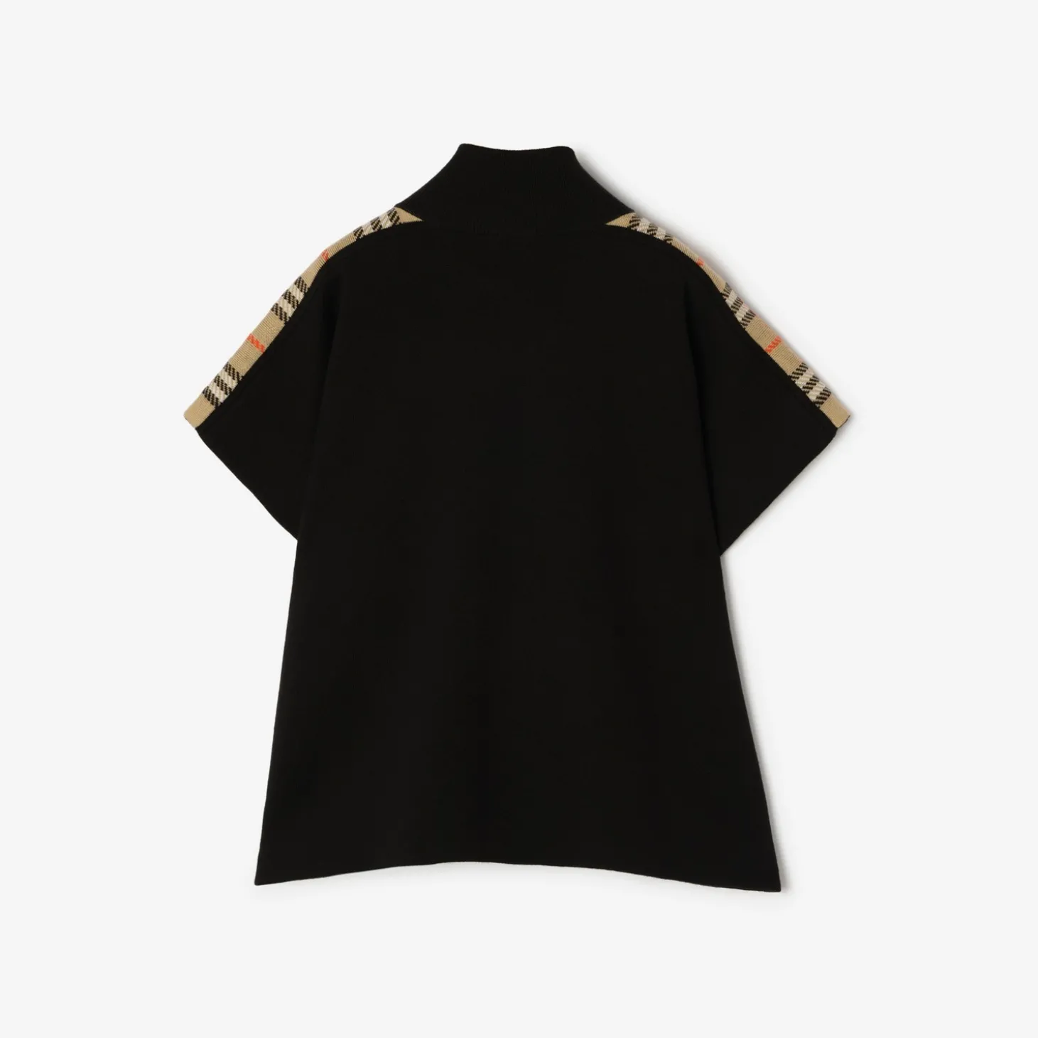 Check Trim Wool Cape